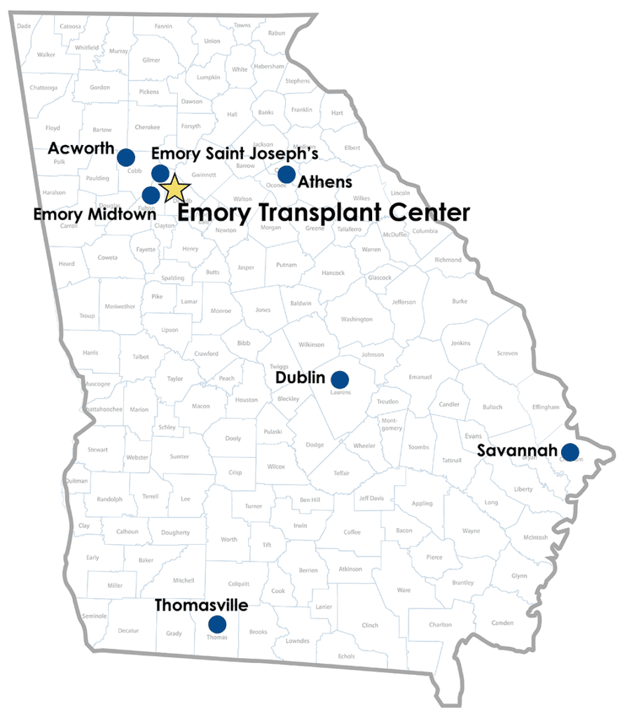 emory transplant center ga map