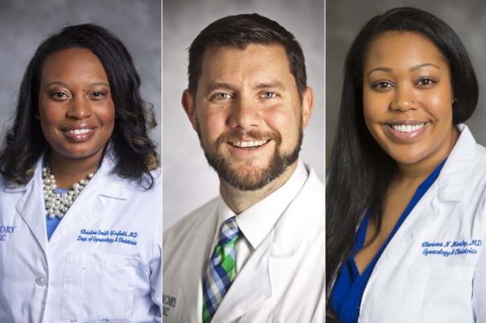 headshots of emory women's health dr smith-winfield, horton and manley