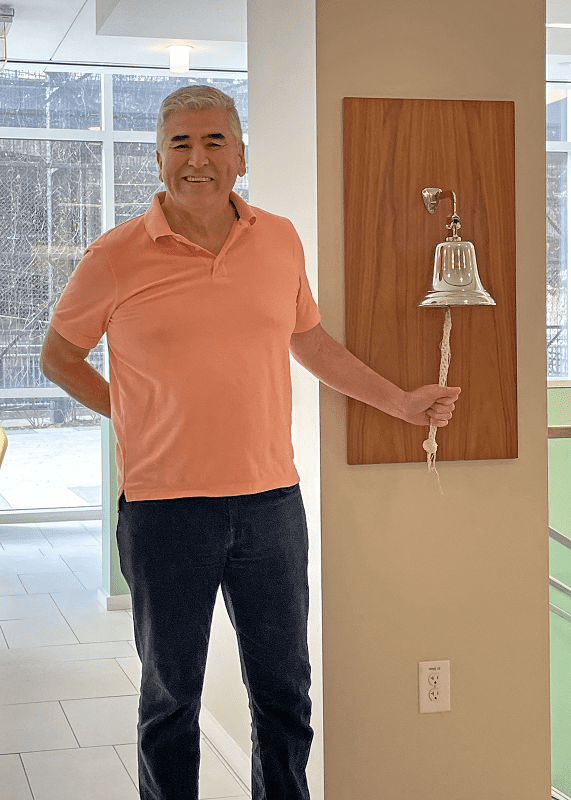 charles proton therapy prostate cancer patient rings bell after successful treatment
