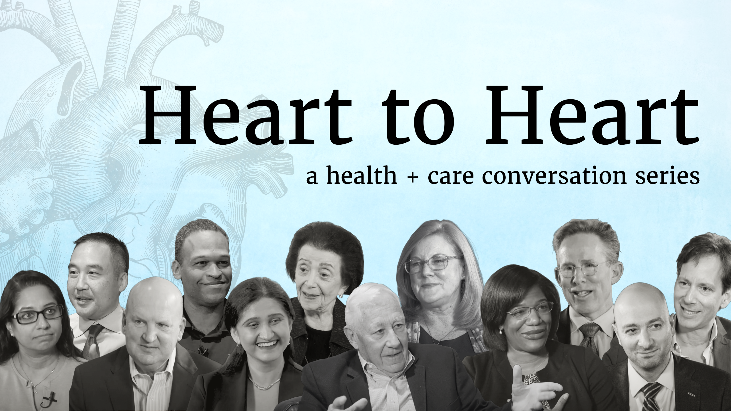 Header: Photos of Emory Healthcare doctors as they're being interviewed, with the title Heart to Heart; a health + care conversation series
